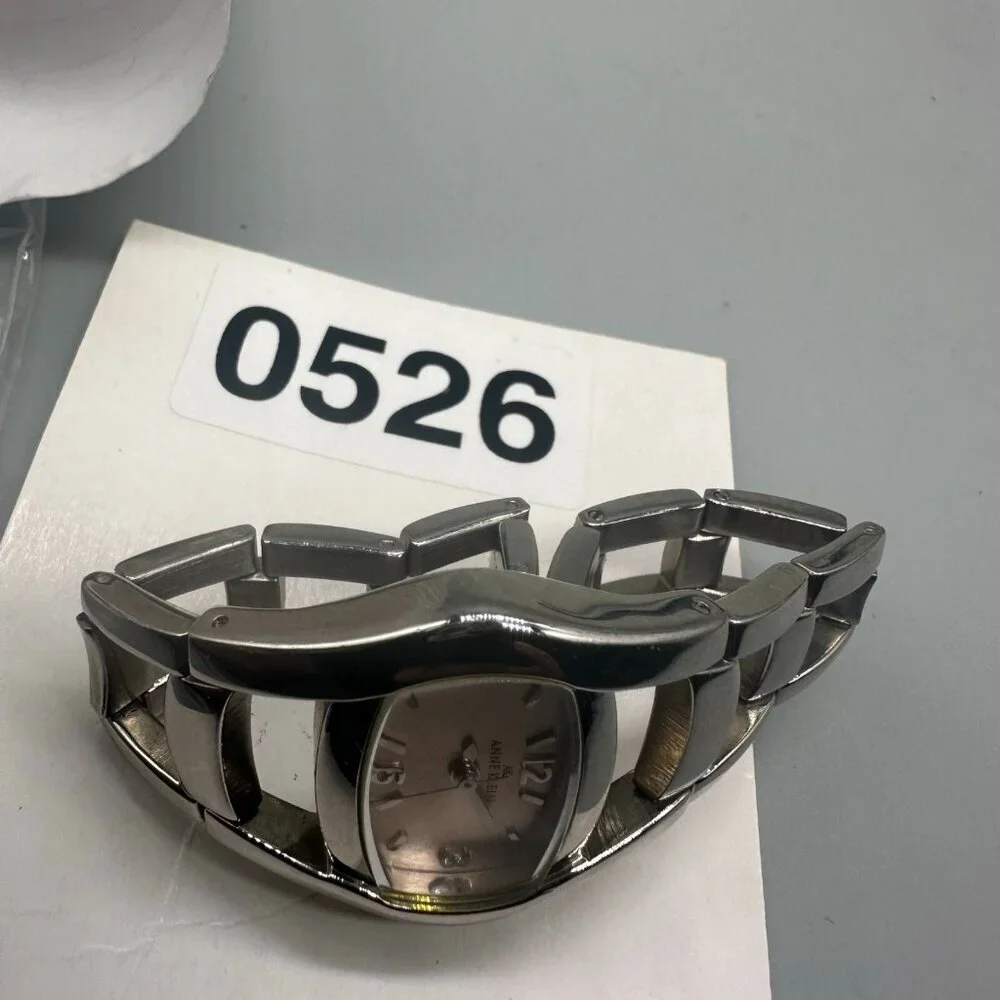3/$30 Anne Klein Watch Women Pink Dial Silver Tone Bracelet Band 5.75